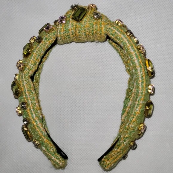 Lele Sadoughi Crystal Knotted Headband  NWOT plaid tweed Lele Sadoughi holiday crystal tartan headband | Mercari main image 3